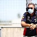Red Bull Racing Team Principal Christian Horner looks on in the pitlane during the filming day