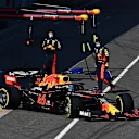 The Red Bull RB16 leaves the pits with Albon at the helm