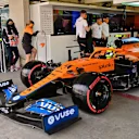 McLaren's British driver Lando Norris pulls out of the garage during the first practice session at Hermanos Rodriguez racetrack in Mexico City, on November 5, 2021, ahead of the Formula One Mexico Grand Prix. (Photo by PEDRO PARDO / AFP) (Photo by PEDRO PARDO/AFP via Getty Images)
