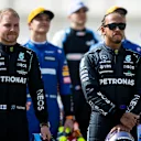 Lewis Hamilton dons his shades for the class of '21 photo. Team mate Valtteri Bottas was hampered by a gearbox issue in the morning