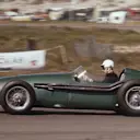 Roy Salvadori at the wheel of the Aston Martin DBR4 at the 1959 Dutch Grand Prix