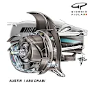 The internal of the Mercedes wheel ducting. In Abu Dhabi – where less brake cooling was required – the more enclosed shrouding meant less heat transference to the tyres...