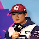 Yuki Tsunoda of Japan and Scuderia AlphaTauri talks in the Drivers Press Conference during previews ahead of the F1 Grand Prix of Austria at Red Bull Ring on July 07, 2022 in Spielberg, Austria. (Photo by Lars Baron/Getty Images)