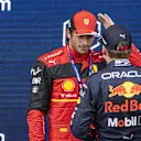  Carlos Sainz of Spain and Ferrari and Max Verstappen of Netherlands and Red Bull after the race during the F1 Grand Prix of Austria - Sprint at Red Bull Ring on July 9, 2022 in Spielberg, Austria. (Photo by Guenther Iby/SEPA.Media /Getty Images)