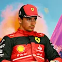 Second placed Charles Leclerc of Monaco and Ferrari looks on in the press conference after the F1 Grand Prix of Austria Sprint at Red Bull Ring on July 09, 2022 in Spielberg, Austria. (Photo by Lars Baron/Getty Images)