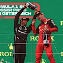 Podium of the F1 Austrian GP 2022 - Charles Leclerc (MON) Ferrari F1-75; Max Verstappen (NED) Redbull Racing RB18: Lewis Hamilton (GBR) Mercedes W13 E Performance during the Formula 1 Championship 2022 Austrian Grand Prix - Race on July 10, 2022 at the Red Bull Ring in Spielberg, Austria (Photo by Alessio De Marco/LiveMedia/NurPhoto via Getty Images)