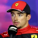  Third placed Charles Leclerc of Monaco and Ferrari attends the press conference after qualifying ahead of the F1 Grand Prix of Great Britain at Silverstone on July 02, 2022 in Northampton, England. (Photo by Clive Rose/Getty Images)
