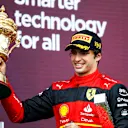 Carlos Sainz, Scuderia Ferrari, portrait celebrating his first victory in F1 podium during the Formula 1 Grand Prix of Great Britain at Silverstone circuit from 31st of June to 3rd of July, 2022 in Northampton, England. (Photo by Gongora/NurPhoto via Getty Images)