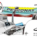 … but Russell – like Lewis Hamilton – opted for the lower downforce version shown here. Russell, unlike Hamilton, had a gurney flap on the trailing edge to give more downforce for only a small increase in drag.  