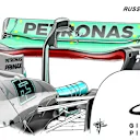 George Russell tried the higher downforce rear wing in FP1… 