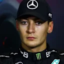 George Russell of Mercedes during the press conference after the Formula 1 Italian Grand Prix race at Circuit Monza, on September 11, 2022 in Monza, Italy (Photo by Beata Zawrzel/NurPhoto via Getty Images)