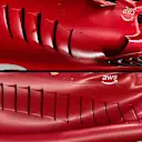 The SF-23 sidepods (top) compared with F1-75's sidepods (bottom). 
