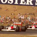Ayrton Senna (McLaren MP4/4 Honda) 1st position, followed by teammate Alain Prost. Hungaroring, Budapest, Hungary. 5-7 August 1988. World Copyright - LAT Photographic