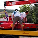 The Ferrari F2009 of Felipe Massa (BRA) Ferrari after his heavy qualifying crash.
Formula One World Championship, Rd 10, Hungarian Grand Prix, Qualifying Day, Budapest, Hungary, Saturday 25 July 2009.
 © Sutton Motorsport Images