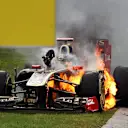 Nick Heidfeld (GER) Lotus Renault GP R31 retires with a fire and explosion.
Hungarian Grand Prix, Race, Budapest, Hungary, Sunday 31 July 2011. © Sutton Motorsport Images