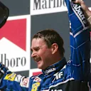 Nigel Mansell (GBR) Williams, celebrates second place - and with it the world title.
Hungarian Grand Prix, Hungaroring, Budapest, Hungary, 16 August 1992. © Sutton Motorsport Images