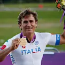 Showing incredible character and determination, Zanardi battled back to both the race track and to dominate a new sport. He's pictured here after winning Paralympic gold at London 2012 in hand cycling (Photo by Harry Engels/Getty Images)