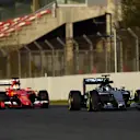 Nico Rosberg (GER) Mercedes AMG F1 W06 and Sebastian Vettel (GER) Ferrari SF15-T at Formula One Testing, Day Four, Barcelona, Spain, 1 March 2015.

