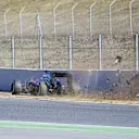 Fernando Alonso (ESP) McLaren MP4-30 crashes at Formula One Testing, Day Four, Barcelona, Spain, 22 February 2015.
