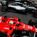 Lewis Hamilton, Mercedes AMG F1, celebrates pole position  in parc ferme between Valtteri Bottas, Mercedes AMG F1 W09, and Sebastian Vettel, Ferrari SF71H during the Brazilian GP on November 10, 2018 in Autodromo Jose Carlos Pace, Brazil. (Photo by Glenn Dunbar / LAT Images)