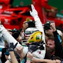 Lewis Hamilton, Mercedes AMG F1, celebrates victory in parc ferme during the Brazilian GP on November 11, 2018 in Autodromo Jose Carlos Pace, Brazil. (Photo by Glenn Dunbar / LAT Images)
