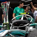 Mercedes-AMG F1 celebrate clinching the Constructors Championship with the trophy during the Brazilian GP at Autódromo José Carlos Pace on November 11, 2018. (Photo by Manuel Goria / Sutton Images)