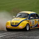 McLaren's Jenson Button samples a 1974 VW Beetle - similar to the car that his late father used to race in the British Rallycross Championship - at the UK's Lydden Hill circuit, home to the British round of the FIA World Rallycross Championship. © FIA World Rallycross Championship