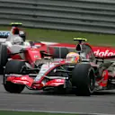 Lewis Hamilton (GBR) McLaren Mercedes MP4/22 ahead of Jarno Trulli (ITA) Toyota TF107 
Formula One World Championship, Rd16, Chinese Grand Prix, Race Day, Shanghai International Circuit, Shanghai, China, Sunday 7 October 2007. © Sutton Motorsport Images