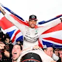 Race winner and new World Champion Lewis Hamilton (GBR) Mercedes AMG F1 celebrates with the team at Formula One World Championship, Rd16, United States  Grand Prix, Race, Austin, Texas, USA, Sunday 25 October 2015.
BEST IMAGE © Sutton Motorsport Images