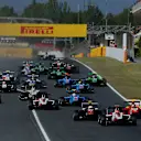 Esteban Ocon (FRA) ART Grand Prix leads at the start of the race at GP3 Series, Rd2, Barcelona, Spain, 8-10 May 2015. © Sutton Motorsport Images