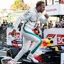 SUZUKA, JAPAN - OCTOBER 07: Lewis Hamilton, Mercedes AMG F1 celebrates in parc ferme during the Japanese GP at Suzuka on October 07, 2018 in Suzuka, Japan. (Photo by Manuel Goria / Sutton Images)