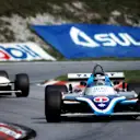 Race winner Jacques Laffite (FRA), Ligier JS17, followed by Nelson Piquet (BRA), Brabham BT49C. Austrian Grand Prix, Rd11, Osterreichring, Austria, 16 August 1981. © Sutton Motorsport Images