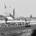 Phil Hill (Ferrari 156) takes the flag to win the tragic 1961 race - the last Grand Prix to use the banking. ©Sutton Motorsport Images