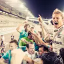 Celebrating with the team ©  Mercedes-Benz Grand Prix Ltd / Paul Ripke
