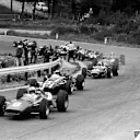 Pole sitter and race winner John Surtees (GBR) Ferrari 312 leads the field through Eau Rouge at the start of the race. Belgian Grand Prix, Spa-Francorchamps, 12 June 1966. © Sutton Motorsport Images