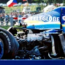 The remains of Jacques Villeneuve's BAR after his qualifying accident at Eau Rouge in 1999. ©Sutton Motorsport Images