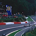 The drivers tackle the revised Eau Rouge in 2002. Note the extensive tarmac run-off. © LAT Photographic