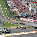 Lewis Hamilton (GBR) Mercedes AMG F1 W04 leads at the start of the race.
2013 Belgian Grand Prix. © Sutton Images