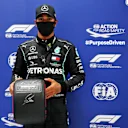 RED BULL RING, AUSTRIA - JULY 11: Lewis Hamilton, Mercedes-AMG Petronas F1, poses with the Pirelli Pole Position Award during the Styrian GP at Red Bull Ring on Saturday July 11, 2020 in Spielberg, Austria. (Copyright Free for Editorial Use Only. Credit: FIA Pool / LAT Images)