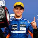SOCHI AUTODROM, RUSSIAN FEDERATION - SEPTEMBER 25: Pole man Lando Norris, McLaren, with the Pirelli Pole Position Award during the Russian GP  at Sochi Autodrom on Saturday September 25, 2021 in Sochi, Russian Federation.