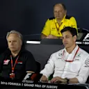 Gene Haas (USA) Founder and Chairman, Haas F1 Team and Toto Wolff (AUT) Mercedes AMG F1 Director of Motorsport in the Press Conference at Formula One World Championship, Rd8, European Grand Prix, Practice, Baku City Circuit, Baku, Azerbaijan, Friday 17 June 2016. © Sutton Images