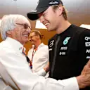 Spa-Francorchamps, Spa, Belgium. Friday 21 August 2015. Bernie Ecclestone, CEO and President, FOM, with Nico Rosberg, Mercedes AMG.
 © Steven Tee/LAT Photographic