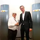 Spa-Francorchamps, Spa, Belgium. Friday 21 August 2015. Bernie Ecclestone, CEO and President, FOM, and German TV Channel RTL announce a new extension to their TV rights deal. © Steven Tee/LAT Photographic