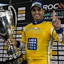 Winner Juan Pablo Montoya celebrates with the trophy at Race of Champions, Marlins Park, Miami, USA, 21 January 2017. © Sutton Images