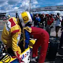 Keke Rosberg climbs aboard his Williams-Honda ahead of setting a new qualifying speed record. © Sutton Motorsport Images