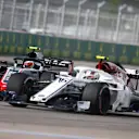 SOCHI AUTODROM, RUSSIAN FEDERATION - SEPTEMBER 30: Charles Leclerc, Sauber C37 Ferrari, leads Kevin Magnussen, Haas F1 Team VF-18 during the Russian GP at Sochi Autodrom on September 30, 2018 in Sochi Autodrom, Russian Federation. (Photo by Andy Hone / LAT Images)