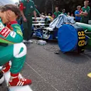 Michael Schumacher (GER) attempts to block himself from the frantic grid activity to concentrate on making his Grand Prix debut from seventh on the grid in the Jordan 191. 
Belgian Grand Prix, Spa-Francorchamps, 25 August 1991.
 © ©Sutton Motorsport Images