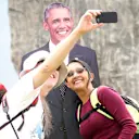 A cardboard cut-out of Obama - the real Barack is at Gasly's for dinner!