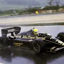 Ayrton Senna (BRA) Lotus 97T dominated the race in appalling conditions to claim his first Grand Prix victory. 
Portuguese Grand Prix, Estoril, 21 April 1985. © Sutton Motorsport Images