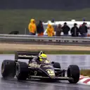 Ayrton Senna (BRA) Lotus 97T dominated the race in appalling conditions to claim his first Grand Prix victory. 
Portuguese Grand Prix, Estoril, 21 April 1985.
 © Sutton Motorsport Images